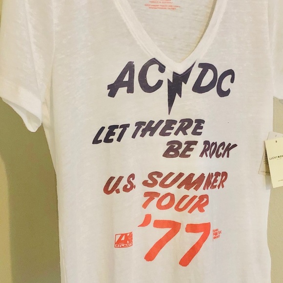 💜 AC/DC - Lucky Brand White Graphic Tee 💜 - Picture 3 of 6